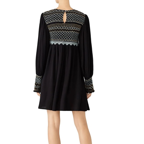 FREE PEOPLE Black Late Night Picnic
Embroidered Smock Mini Dress, Small - Picture 2 of 11